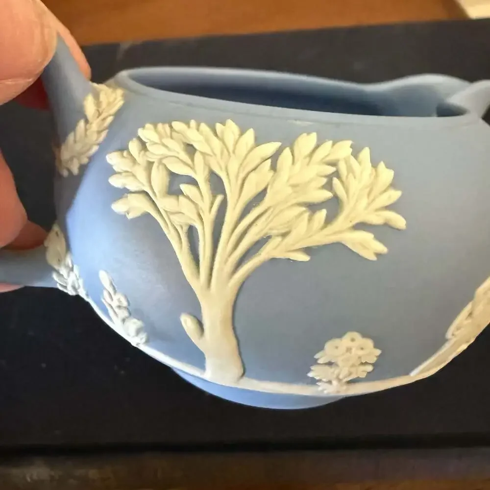 Wedgwood Jasperware Light Blue Neoclassical Creamer with White Relief